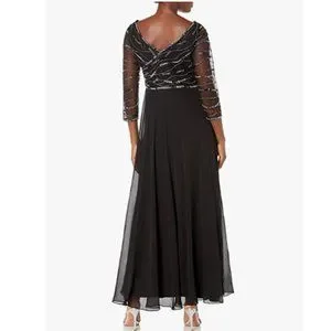 J Kara Dresses Nwot J Kara Womens 34 Sleeve Beaded Gown Black Size 2 Poshmark